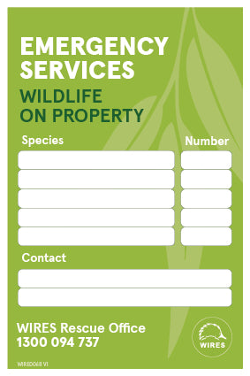 Download - WIRE0068 - Emergency - Wildlife on Property Sticker PDF