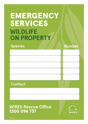 Download - WIRE0070 - Emergency - Wildlife on Property A4 Poster PDF