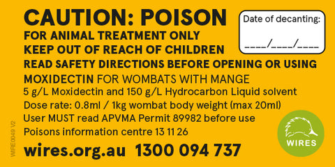 Mange - WIRE0049 - WIRES Wombat Mange Treatment - Poison Bottle Sticker (10 Pack)