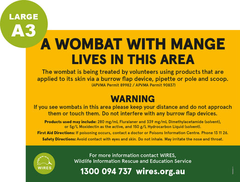 Mange - WIRE0053 - WIRES LARGE A3 Wombat Mange Warning Coreflute Sign