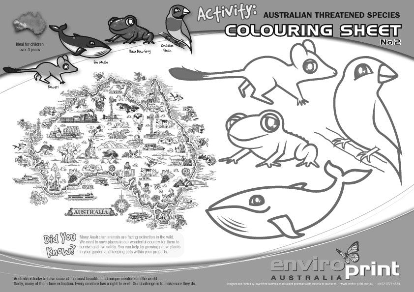 Australian Threatened Species Colouring Sheet No.2 (Pack)