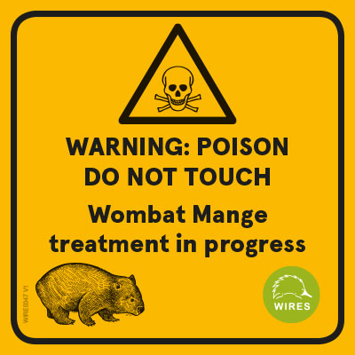 Mange - WIRE0047 - WIRES Wombat Mange Treatment Burrow Flap Sticker (10 Pack)